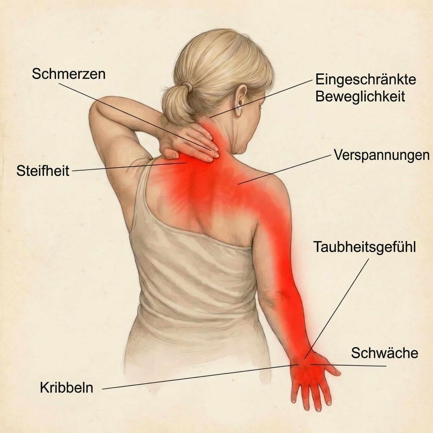 Typische Beschwerden bei vorgeschobenem Kopf: Verspannungen, Steifheit, eingeschränkte Beweglichkeit